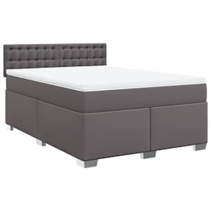 Box spring postel s matrací šedá 140x200 cm umělá kůže - obrázek 3