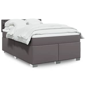 Box spring postel s matrací šedá 140x200 cm umělá kůže - obrázek 1
