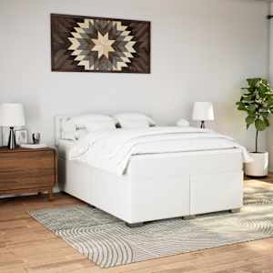 Box spring postel s matrací bílá 160x200 cm umělá kůže - obrázek 4