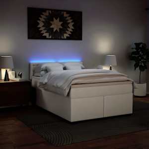 Box spring postel s matrací bílá 160x200 cm umělá kůže - obrázek 5