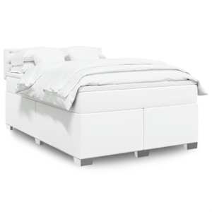 Box spring postel s matrací bílá 160x200 cm umělá kůže - obrázek 1