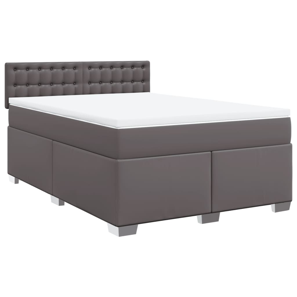 vidaXL Boxspring met matras kunstleer grijs 160x200 cm afbeelding