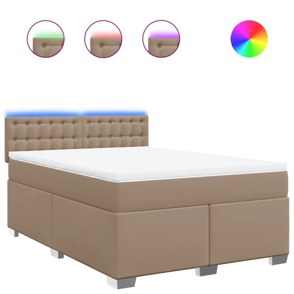 vidaXL Box spring postel s matrací cappuccino 160x200 cm umělá kůže