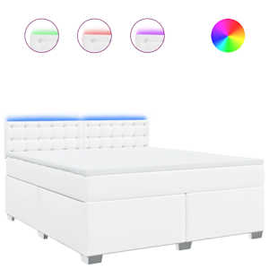 Box spring postel s matrací bílá 180x200 cm umělá kůže - obrázek 2