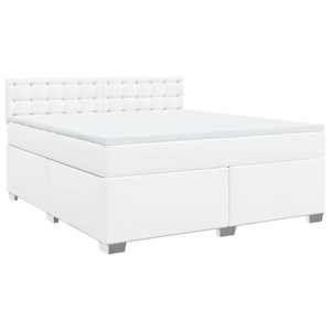 Box spring postel s matrací bílá 180x200 cm umělá kůže - obrázek 3