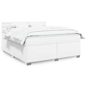 Box spring postel s matrací bílá 180x200 cm umělá kůže - obrázek 1