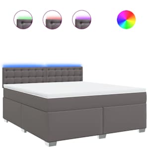 Box spring postel s matrací šedá 180x200 cm umělá kůže - obrázek 2