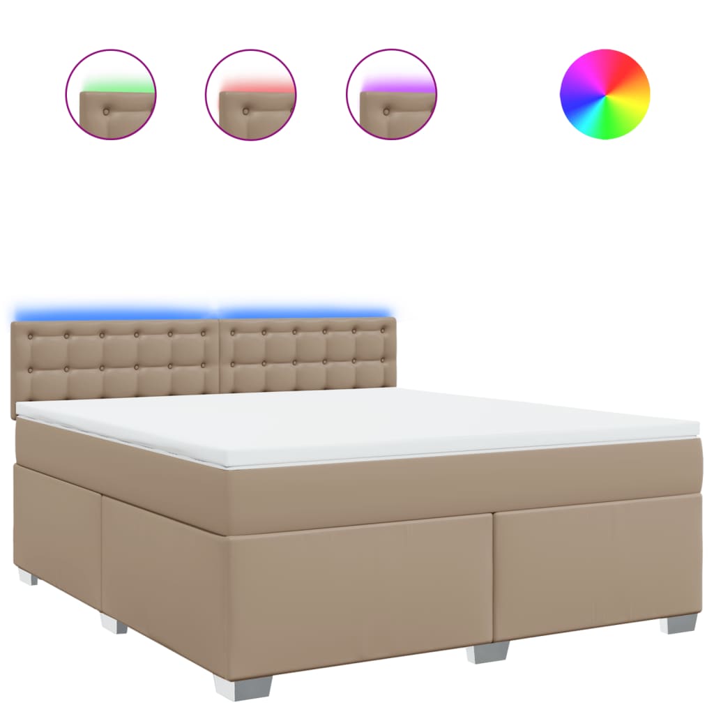 vidaXL Box spring postel s matrací cappuccino 180 x 200 cm umělá kůže