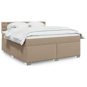 Box spring postelja z vzmetnico kapučino 180x200cm umetno usnje
