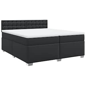 Box spring postel s matrací černá 200x200 cm umělá kůže - obrázek 3