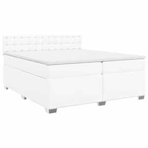 Box spring postel s matrací bílá 200x200 cm umělá kůže - obrázek 3