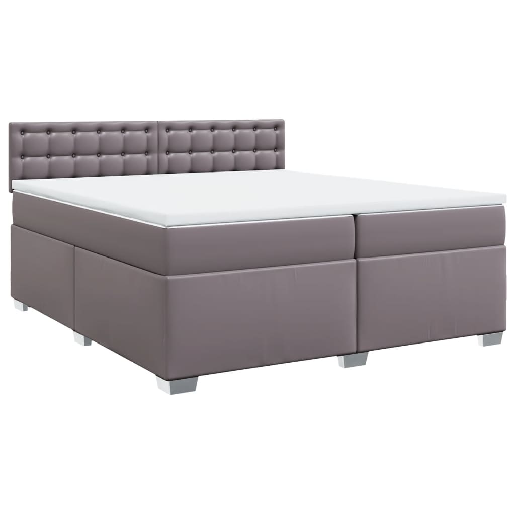 vidaXL Boxspring met matras kunstleer grijs 200x200 cm afbeelding