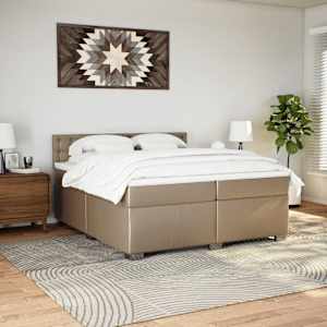 Box spring postel s matrací cappuccino 200 x 200 cm umělá kůže - obrázek 4