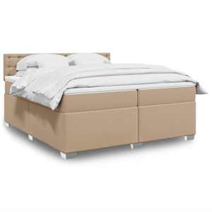 Box spring postel s matrací cappuccino 200 x 200 cm umělá kůže - obrázek 1