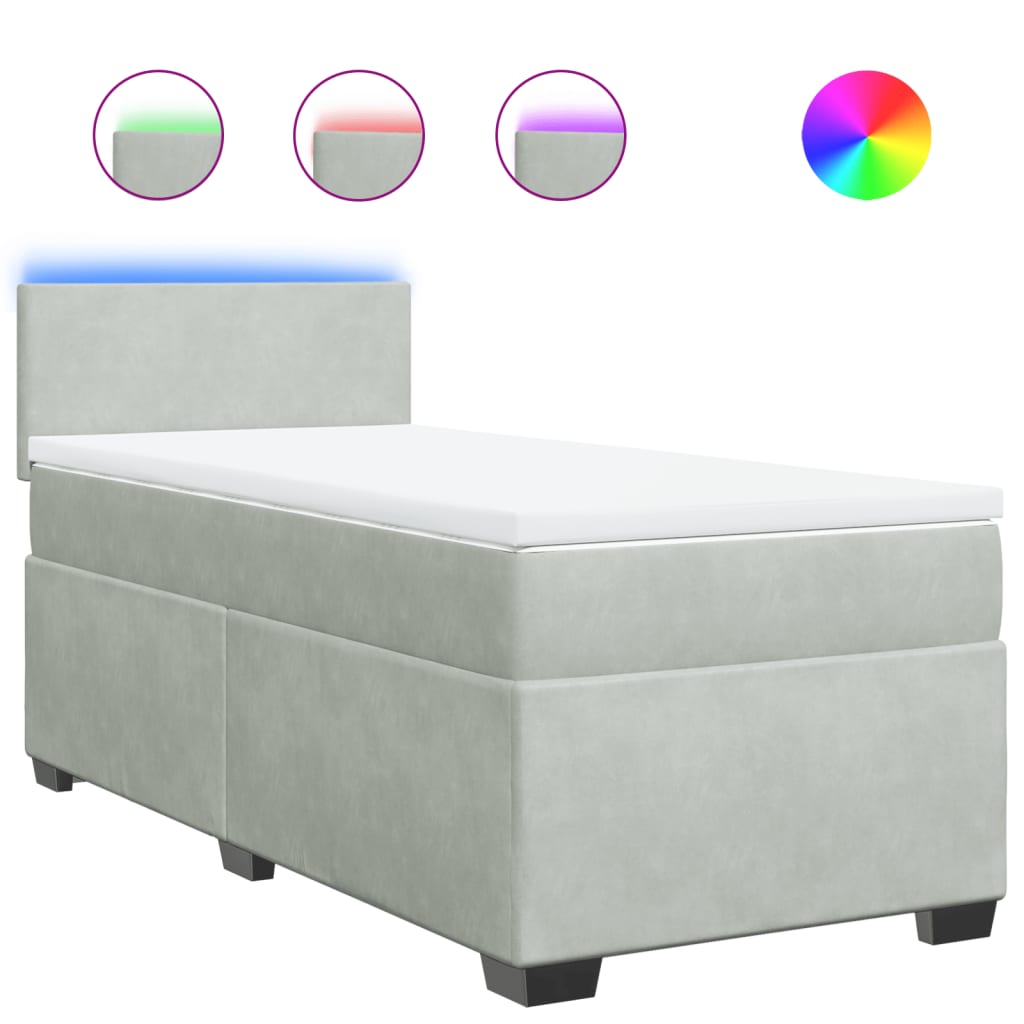 vidaXL Box spring postel s matrací světle šedá 80 x 200 cm samet