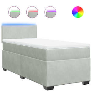 Box spring postel s matrací světle šedá 80 x 200 cm samet - obrázek 2