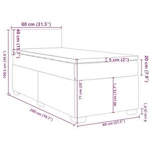 Box spring postel s matrací tmavě zelená 80 x 200 cm samet - obrázek 18