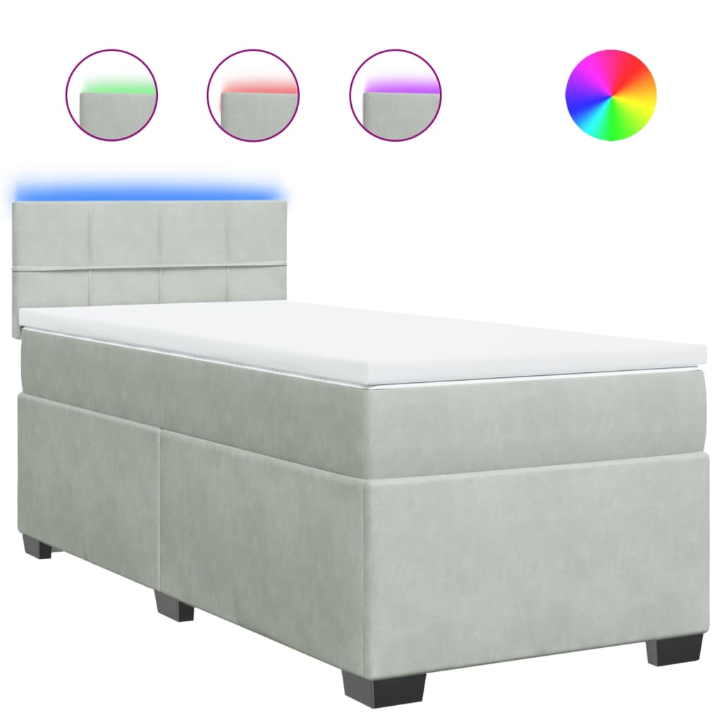 Thumbnail - vidaXL Boxspringbett mit Matratze Hellgrau 80x200 cm Samt