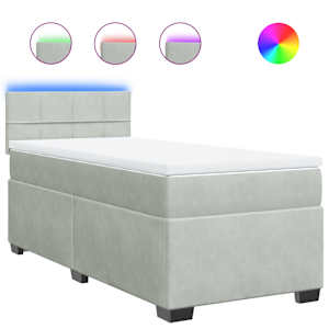 Box spring postel s matrací světle šedá 80 x 200 cm samet - obrázek 2