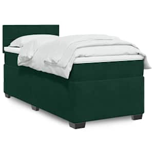 Box spring postel s matrací tmavě zelená 80 x 200 cm samet - obrázek 1