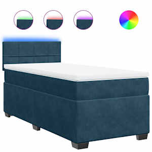 Box spring postel s matrací modrá 80 x 200 cm samet - obrázek 2