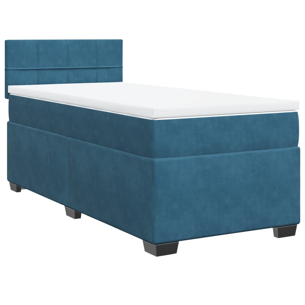 Thumbnail - vidaXL Boxspringbett mit Matratze Blau 80x200 cm Samt