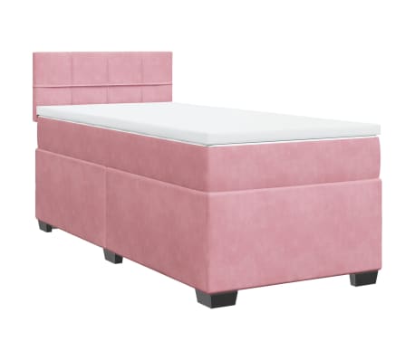 vidaXL Cama box spring con colch&oacute;n terciopelo rosa 80x200 cm