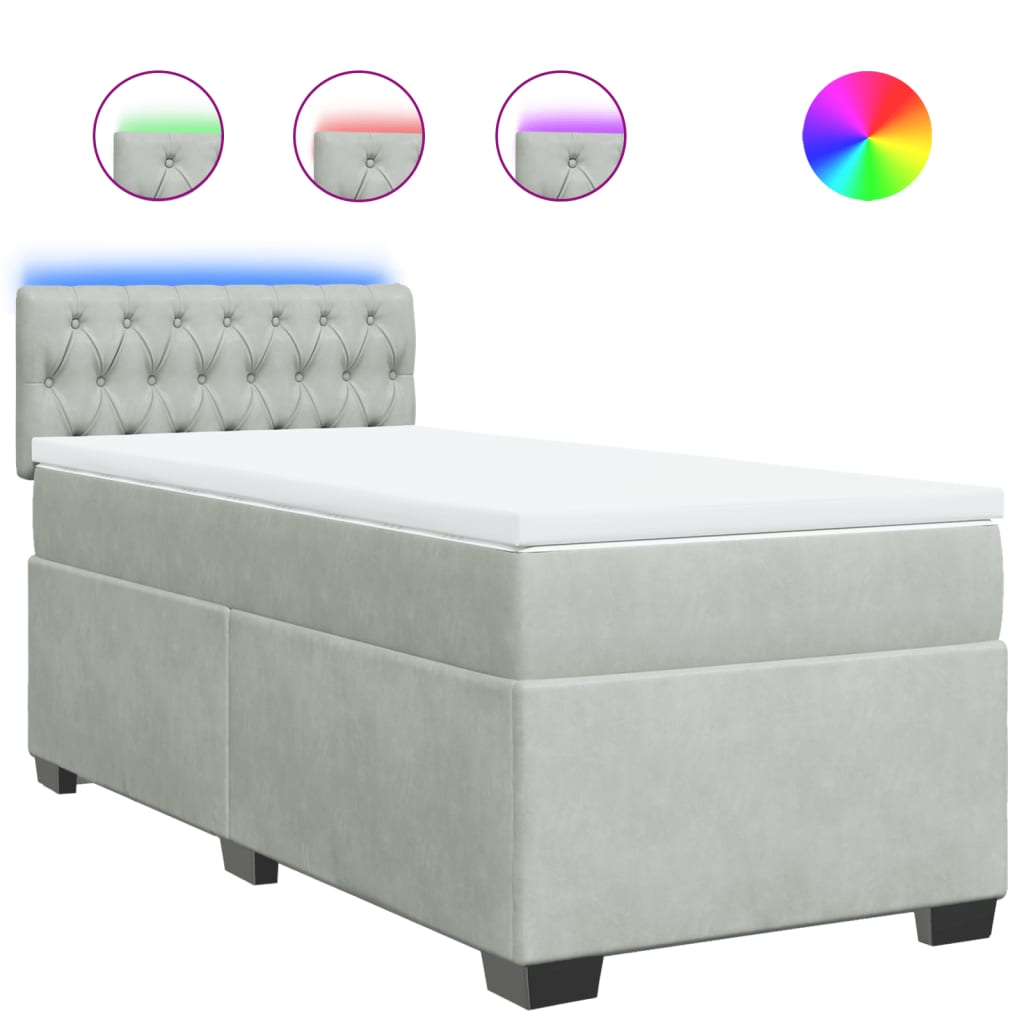 Thumbnail - vidaXL Boxspringbett mit Matratze Hellgrau 80x200 cm Samt