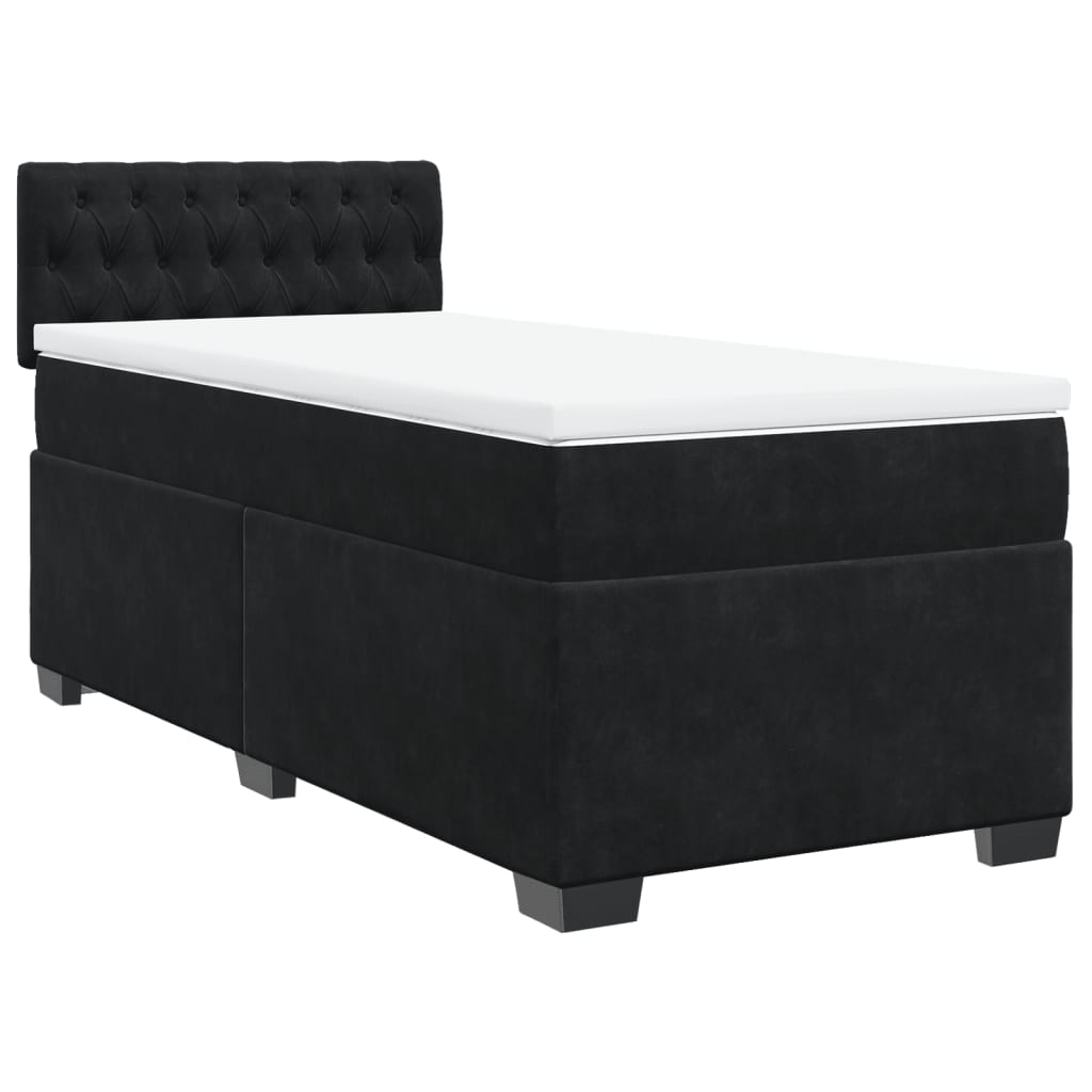 vidaXL Boxspring met matras fluweel zwart 80x200 cm afbeelding