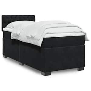 Box spring postelja z vzmetnico črna 80x200 cm žamet