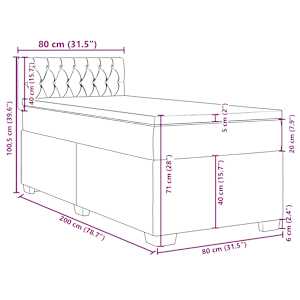 Box spring postel s matrací modrá 80 x 200 cm samet - obrázek 18