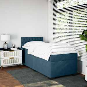 Box spring postel s matrací modrá 80 x 200 cm samet - obrázek 4
