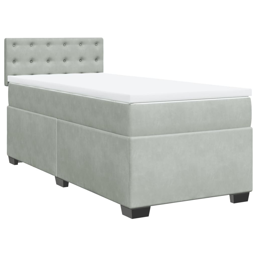 vidaXL Boxspring met matras fluweel lichtgrijs 80x200 cm afbeelding