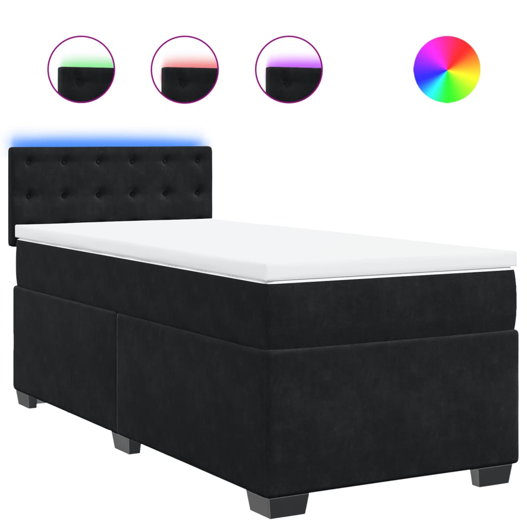Thumbnail - vidaXL Boxspringbett mit Matratze Schwarz 80x200 cm Samt