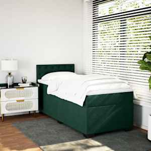 Box spring postel s matrací tmavě zelená 80 x 200 cm samet - obrázek 4