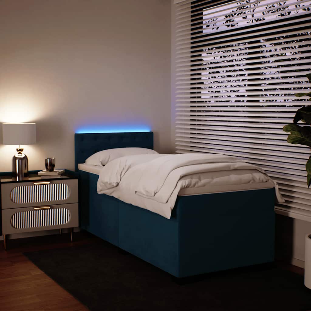 Thumbnail - vidaXL Boxspringbett mit Matratze Blau 80x200 cm Samt
