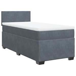 Box spring postel s matrací tmavě šedá 90x190 cm samet - obrázek 3