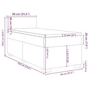 Box spring postel s matrací černá 90x190 cm samet - obrázek 18