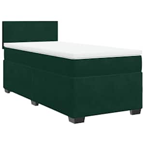 Box spring postel s matrací tmavě zelená 90x190 cm samet - obrázek 3