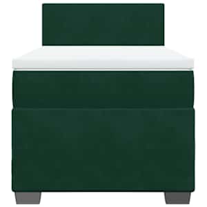 Box spring postel s matrací tmavě zelená 90x190 cm samet - obrázek 6