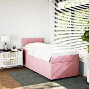 Box spring postel s matrací růžová 90x190 cm samet - obrázek 5