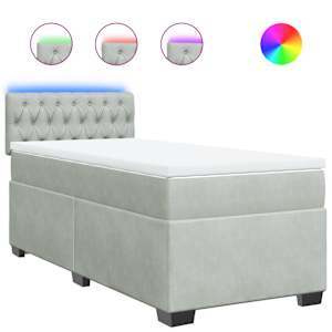 Box spring postel s matrací světle šedá 90x190 cm samet - obrázek 2