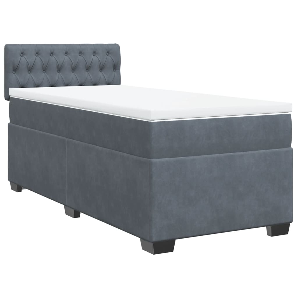 vidaXL Boxspring met matras fluweel donkergrijs 90x190 cm afbeelding