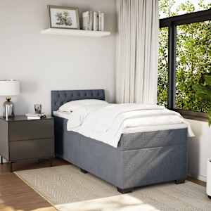 Box spring postel s matrací tmavě šedá 90x190 cm samet - obrázek 5