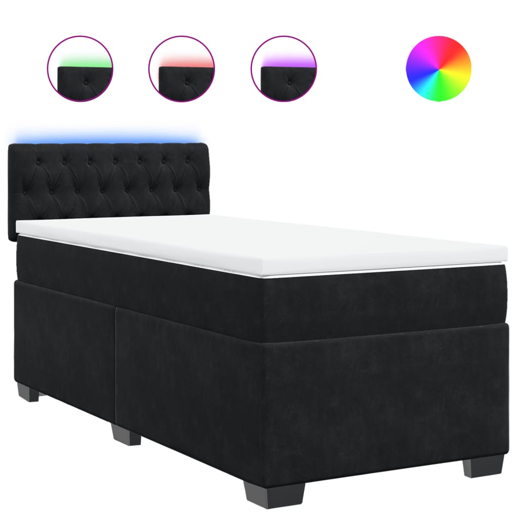 Thumbnail - vidaXL Boxspringbett mit Matratze Schwarz 90x190 cm Samt