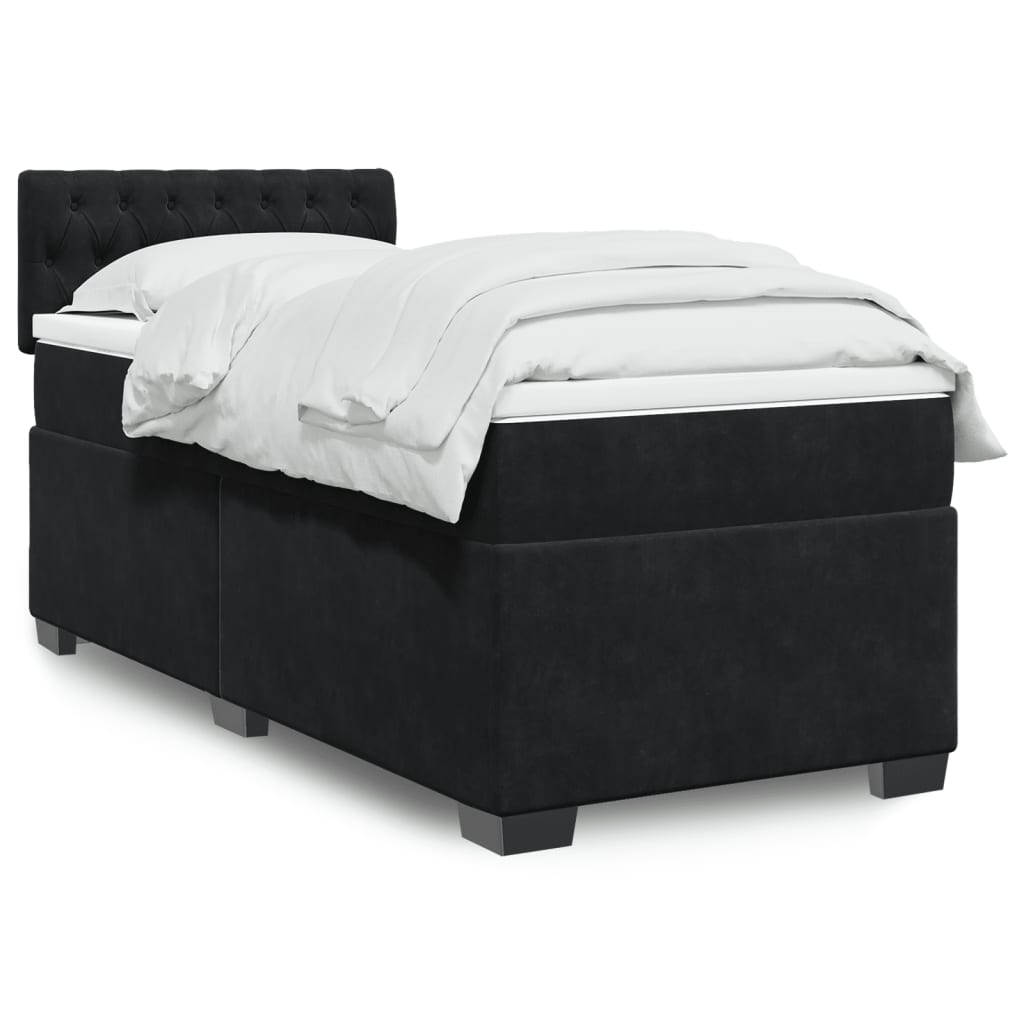 Boxspringbett mit Matratze Schwarz 90×190 cm Samt