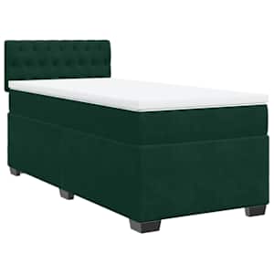 Box spring postel s matrací tmavě zelená 90x190 cm samet - obrázek 3