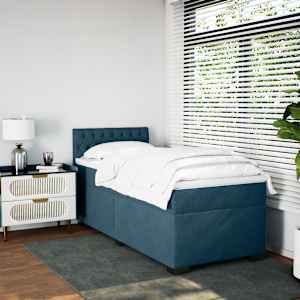 Box spring postel s matrací modrá 90 x 190 cm samet - obrázek 4
