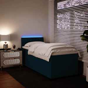 Box spring postelja z vzmetnico modra 90x190 cm žamet