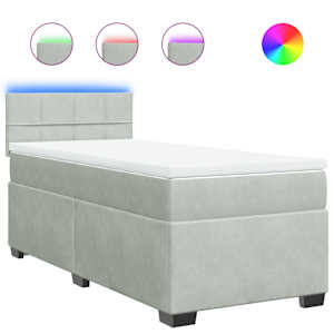Box spring postel s matrací světle šedá 90x190 cm samet - obrázek 2